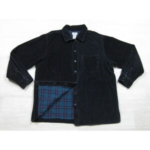 LL Bean Plaid‎ Flannel Lined Corduroy Shirt Women (M) Shacket Shirt Jac Workwear